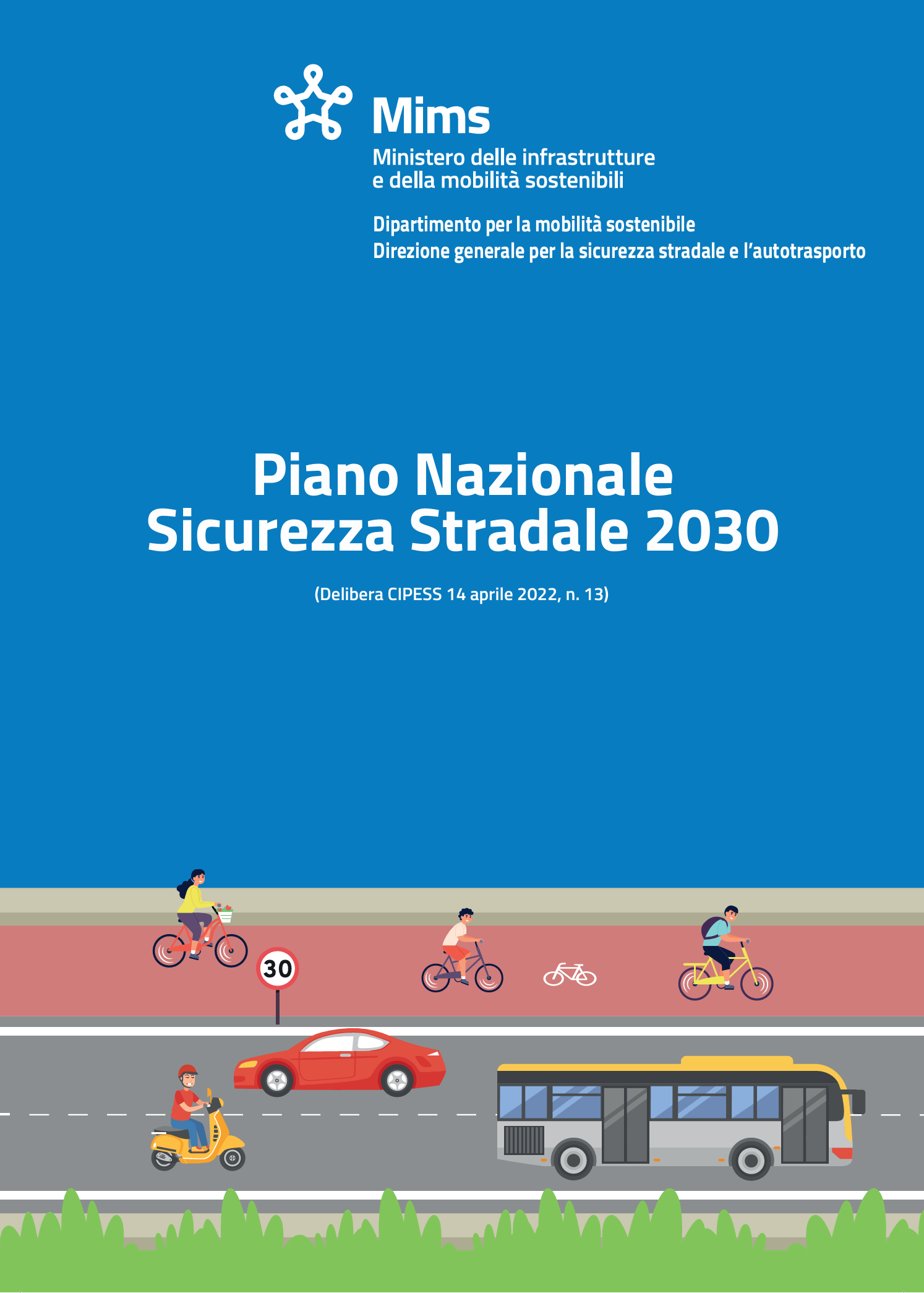 Copertina del report P iano nazionale sicurezza stradale 2030