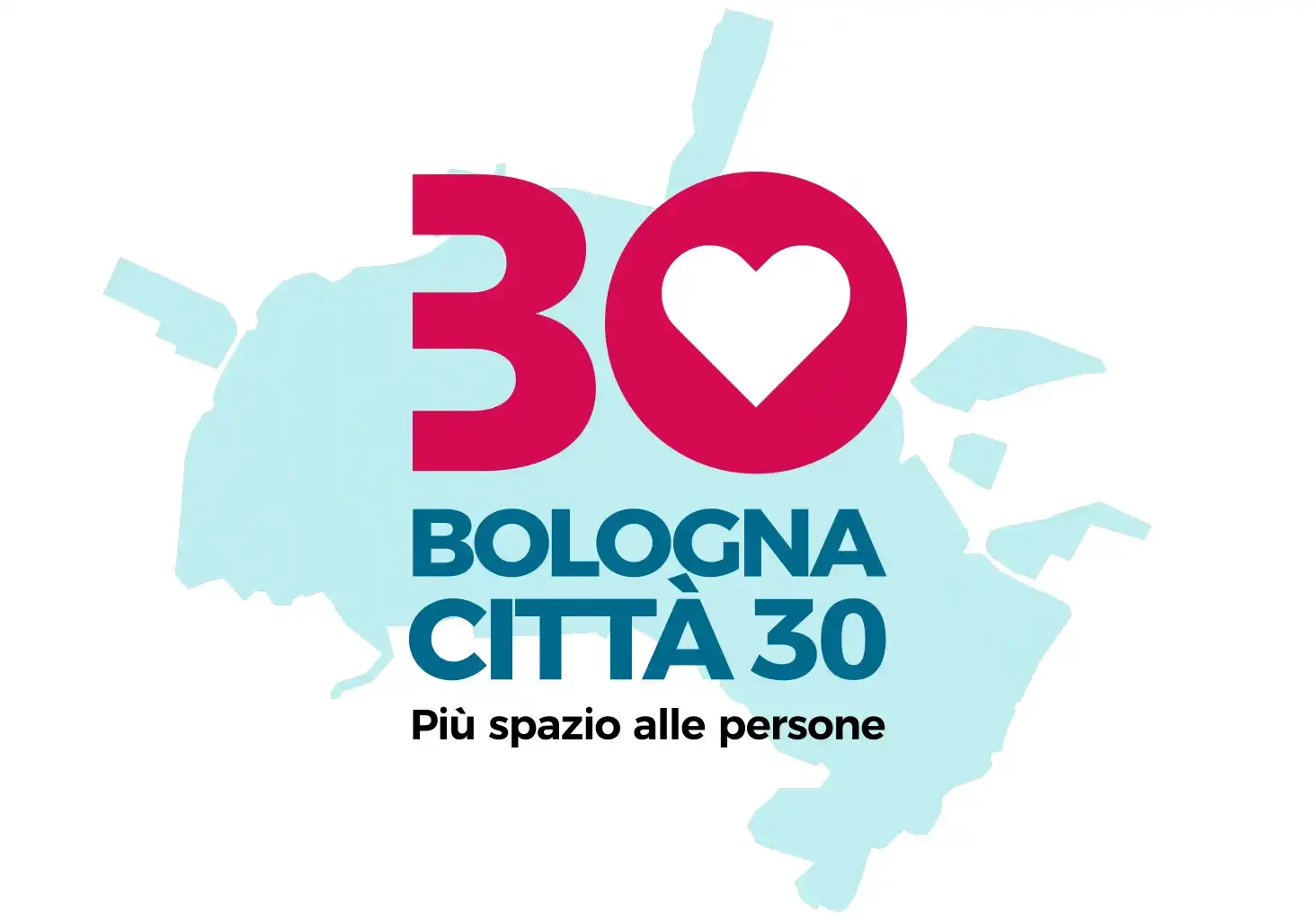 Dal 1° luglio Bologna diventa città 30 | Più spazio alle persone ! Logo campagna